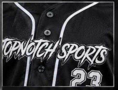 Premium buttons and placket detail on a custom Top Notch Sports jersey Premium buttons and placket detail on a custom Top Notch Sports jersey